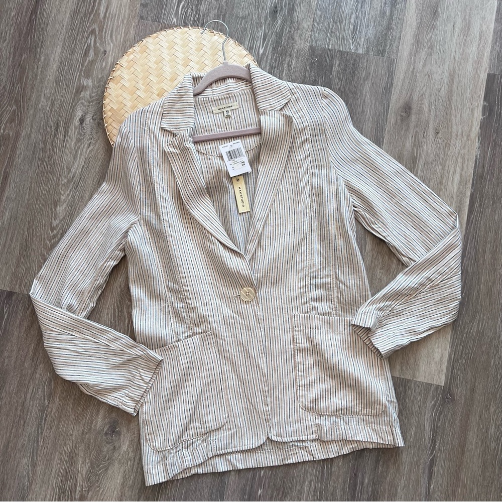 NWT striped linen blazer max studio